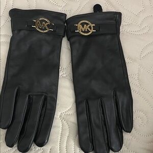 Michael Kors Black Gloves with Gold Accents